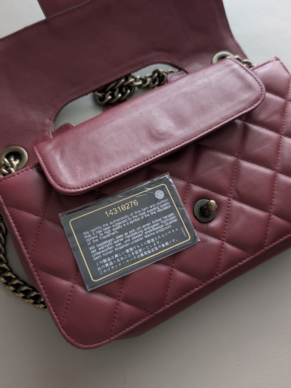 Quilted Leather Shoulder Bag in Deep Mauve